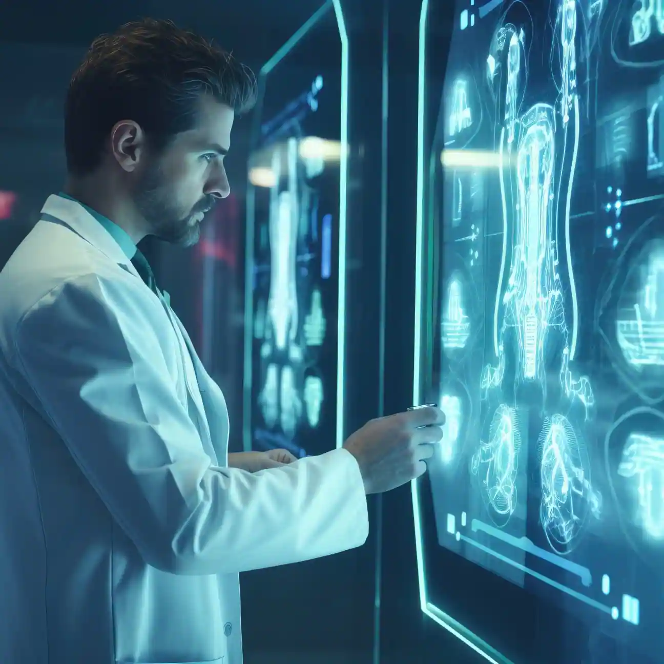 Doctor using futuristic medical interface